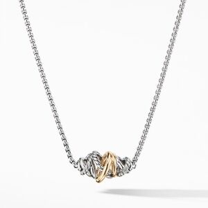 David Yurman Sterling Silver 18K Gold Crossover Short Station Pendant Necklace